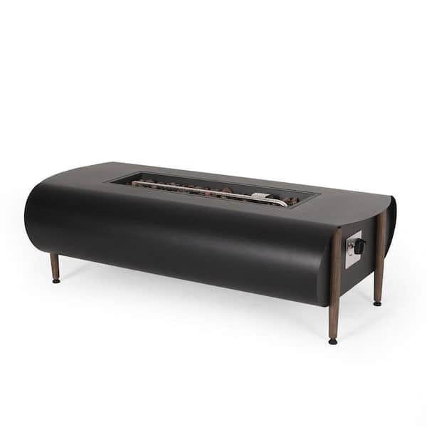 Dark Gray 50 in. Outdoor 50000 Btu Iron Pectangular Paito Fire Pit Table