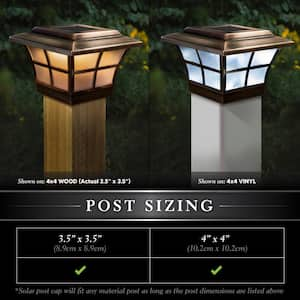 Prestige 4 in. x 4 in. Outdoor Electroplated Copper LED Solar Post Cap (2-Pack)