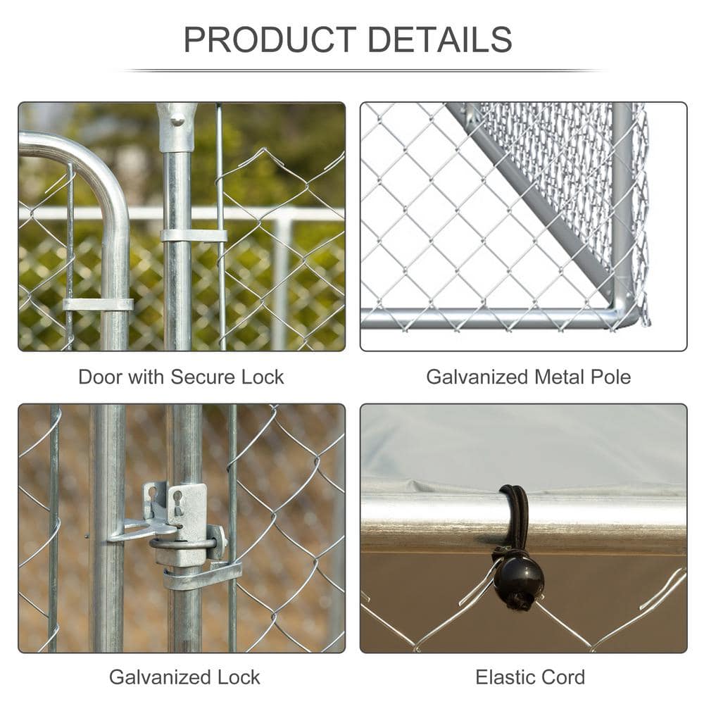 Large Outdoor Galvanized Steel Dog Kennel with Roof
