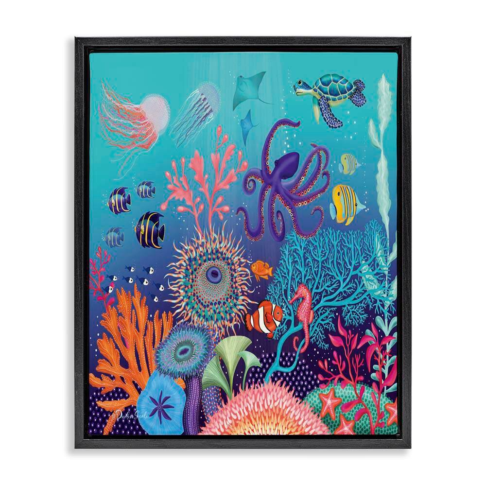 Magical Underwater Reef by Darlene Seale Black Floater Frame Coastal Graphic Art Print 31 in. x 25 in. price history on PriceWatchPro