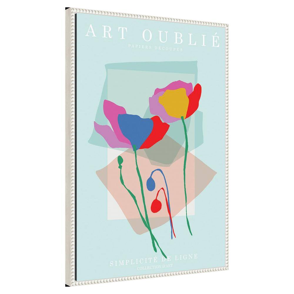 Beaded White Framed Abstract Floral Canvas Wall Art