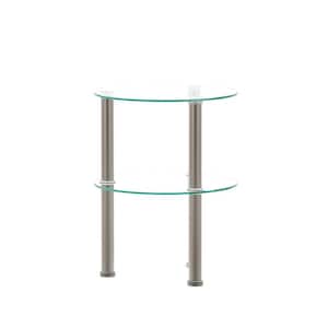 2-layer Tempered Glass End Table, Round Coffee Table