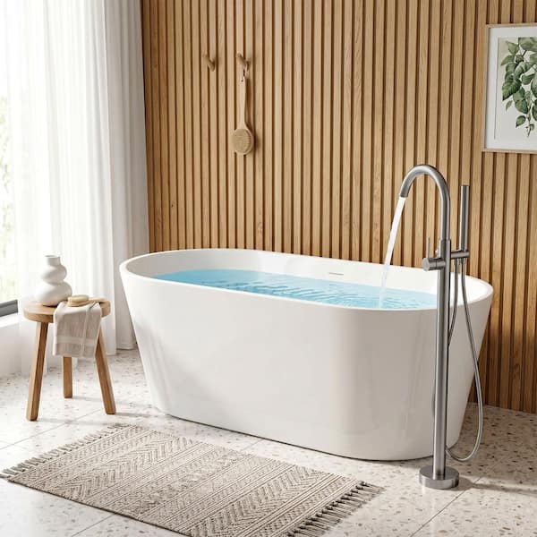 ANZZI Chand 67 in. x 32 in. Flat Bottom Freestanding Soaking
