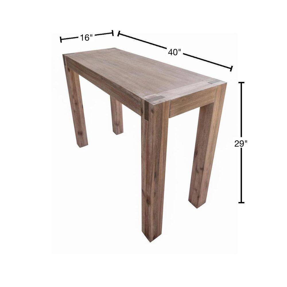 Woodstock Acacia Wood and Bronze Media Console Table, Brushed Driftwood