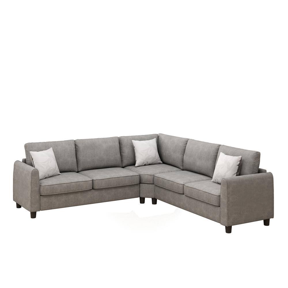 wetiny 100.00 in. W Shelter Arm 3-Piece Fabric L Shaped Modern Sectional  Sofa in Grey Z-T-0730016 - The Home Depot