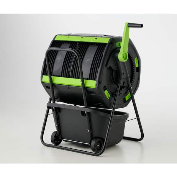 Maze 48 Gal. Geared 2 Compartment Compost Tumbler with Compost Cart