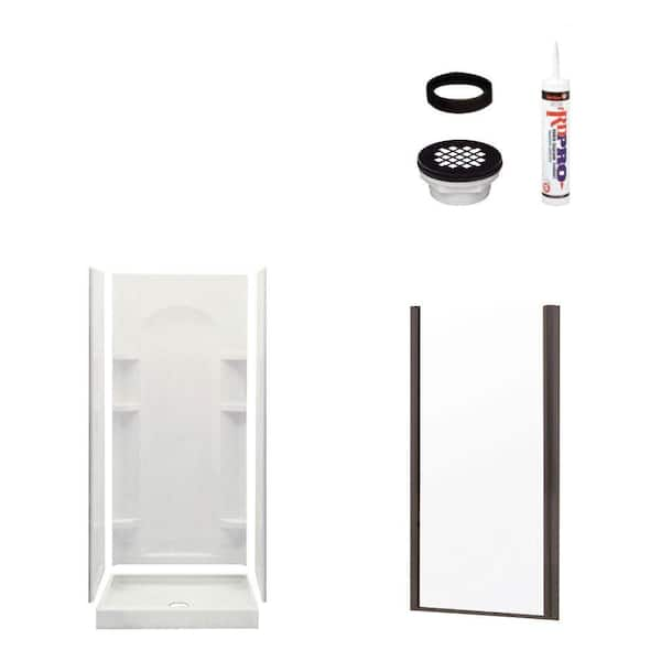 STERLING Ensemble Curve 34 in. x 36 in. x 75-3/4 in. Shower Kit with Shower Door in White/Oil Rubbed Bronze-DISCONTINUED