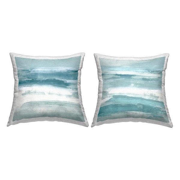 Stupell Industries Turquoise White Abstract Forms Blue Square Outdoor Throw Pillow 2-Pack