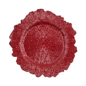 13 in. D Red Reef Set Of 4 Polypropylene Charger Plates