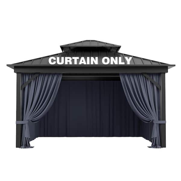 10 ft. x 12 ft. Universal Outdoor Privacy Curtains, Gazebo Curtain Replacement with Zipper Navy (4-Side Curtain Only)