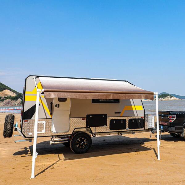 Aleko 12 Ft Rv Retractable Awning 96 In Projection In Brown Fade Rvaw12x8brn13 Hd The Home Depot