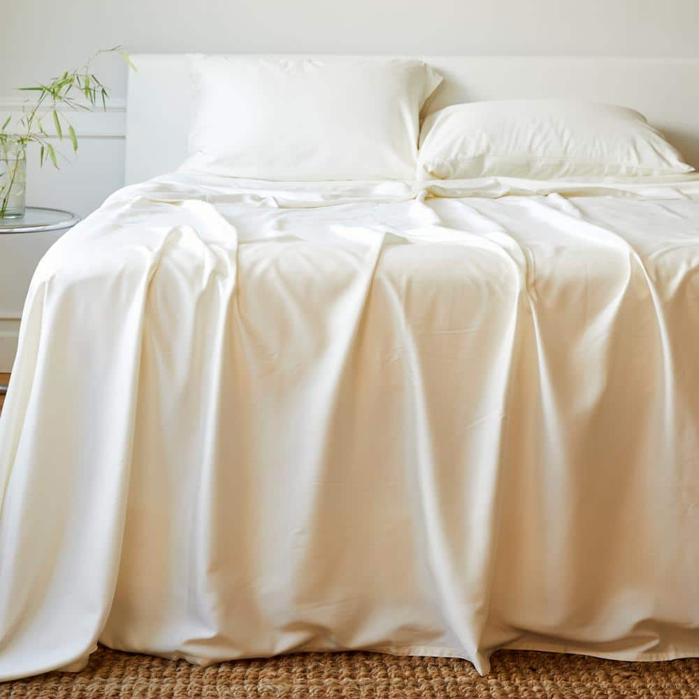 Luxury 100% Viscose from Bamboo Bed Sheet Set (3-pcs), Twin XL - Ivory -  BEDVOYAGE, 10981420