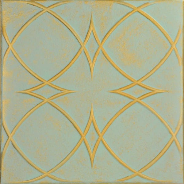 Circles and Stars Gold Moss 1.6 ft. x 1.6 ft. Decorative Foam Glue Up Ceiling Tile (384 sq. ft. /Case)