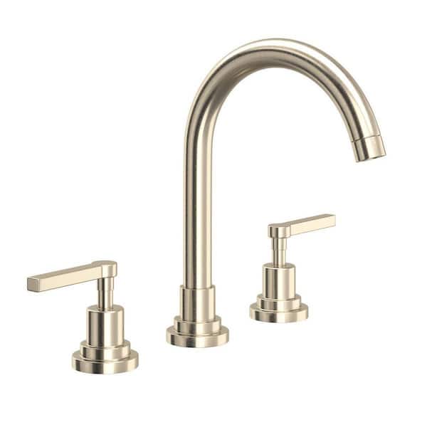 Lombardia 8 in. Widespread Bathroom Sink Faucet with Drain in Satin Nickel