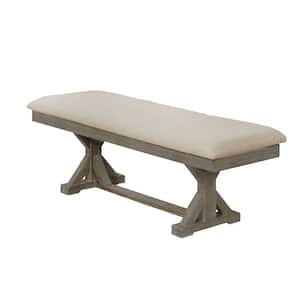 Linda Beige Dining Bench With Linen Fabric 16 in. W