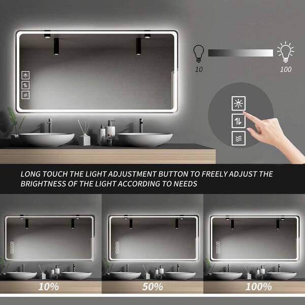 24 in. W x 40 in. H Rectangular Frameless Wall Mounted LED Bathroom Vanity  Mirror Anti-Fog Make Up Mirror FY-W2071137649 - The Home Depot