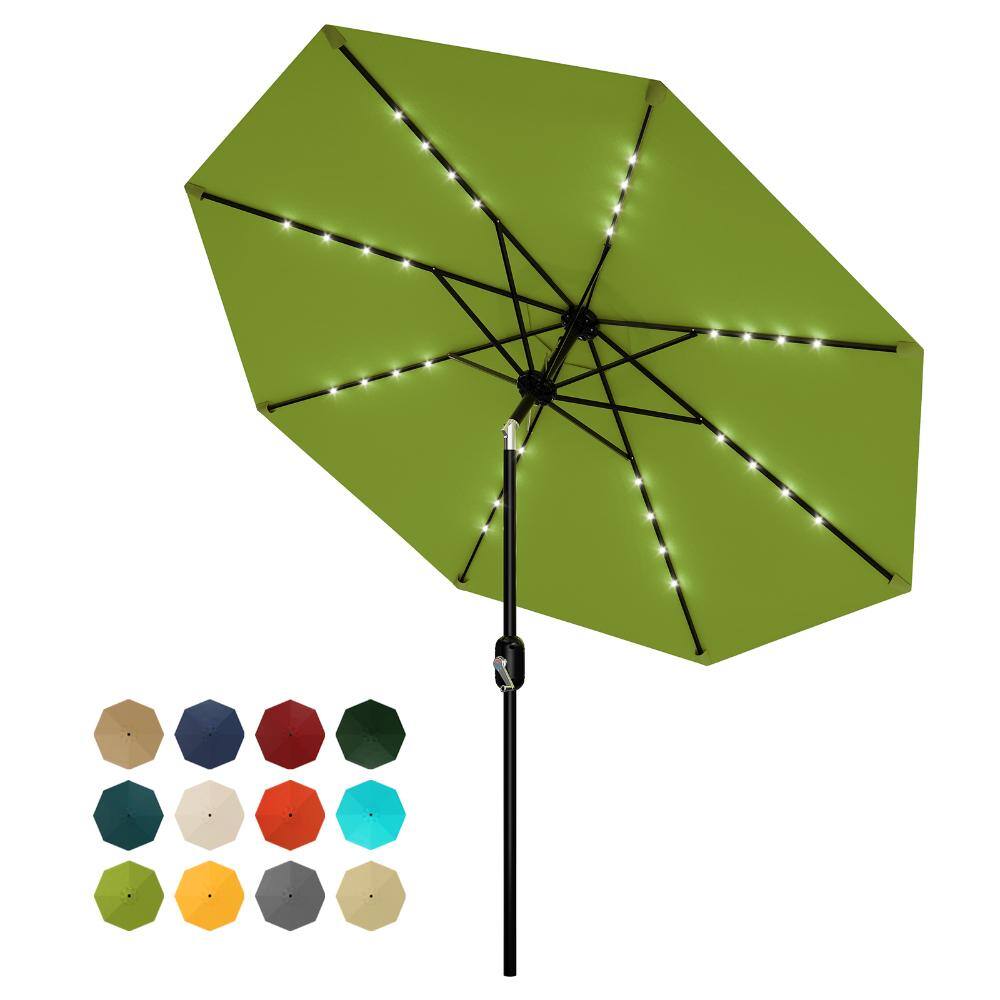 Solar LED Lighted Patio Umbrella 9FT 32 Lights, 8 Ribs, Waterproof, UV Resistant, Tilt & Crank, for Backyard Grass green price history on PriceWatchPro