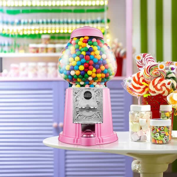 15 in. Gumball Machine, Vintage Style Candy Dispenser, Pink