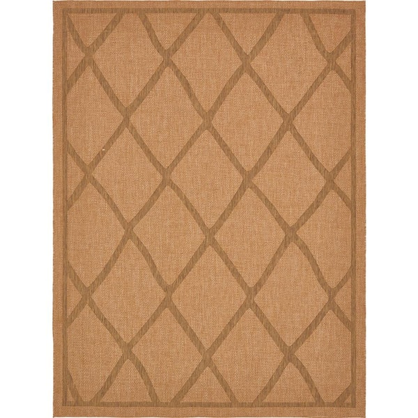 Unique Loom Outdoor Diamonds Light Brown 9' 0 x 12' 0 Area Rug