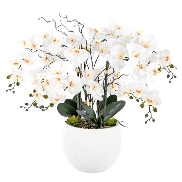 Vanity Art 36.22 in. H Artificial Phalaenopsis Orchids Floral Arrangement in Pot