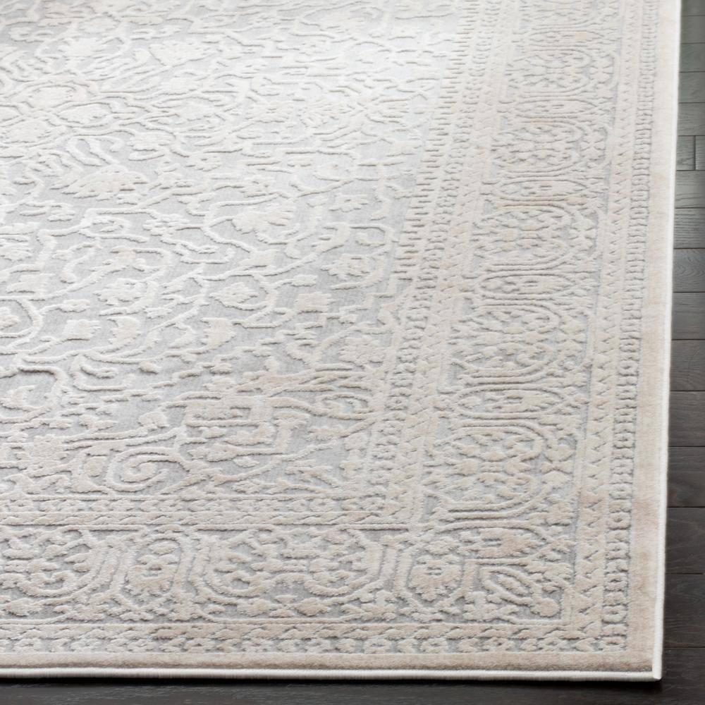 Light Grey and Cream Floral 10' x 14' Area Rug