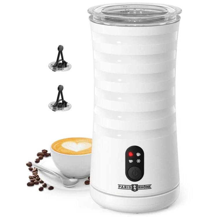 HOMLUX 4 Cup White Stainless Steel Drip Coffee Maker with Frother