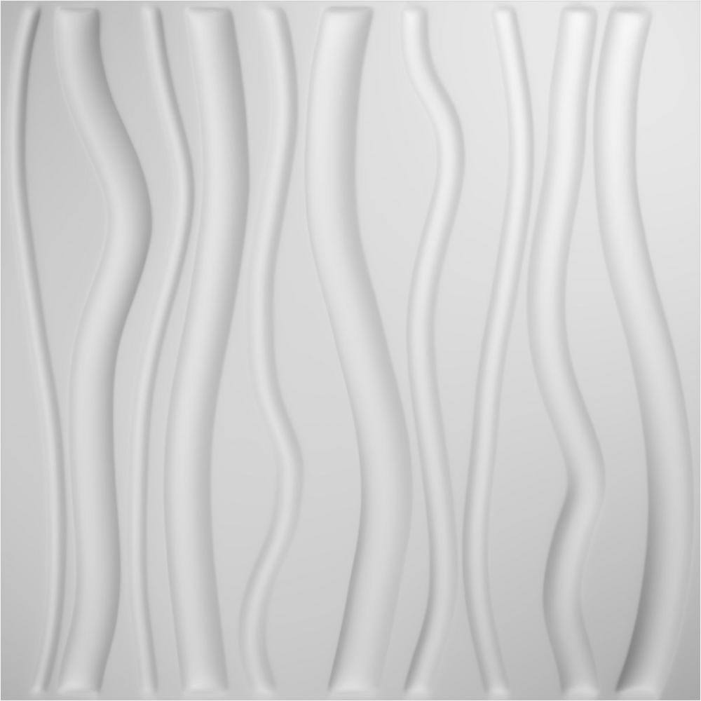 White Textured 3D PVC Wall Panels, 19.63" x 19.63", 50-Pack