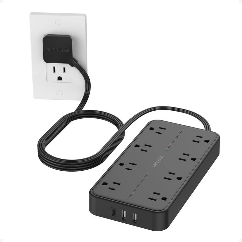 Black 8-Outlets 3 USB Ports Power Strip with Surge Protection, 1080 Joules Protection, Wall Mountable Charging Station price history on PriceWatchPro