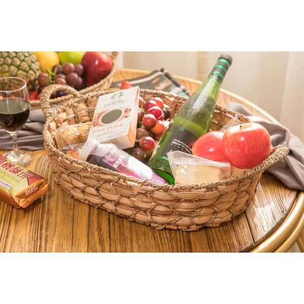 Vintiquewise Seagrass Large Fruit Bread Basket Tray with Handles