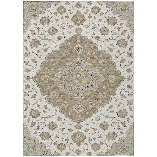 Chantille Machine Washable Indoor/Outdoor Abstract ACN3081 Ivory 8 ft. x 10 ft. Area Rug