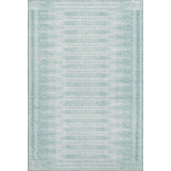 Mayfield Premium Machine Washable Abstract AMF1917 Turquoise 10 ft. x 14 ft. Area Rug