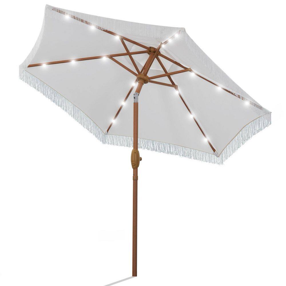 7.5 ft. Outdoor Patio Wood Beach Umbrella with Tassel And LED Light in White price history on PriceWatchPro