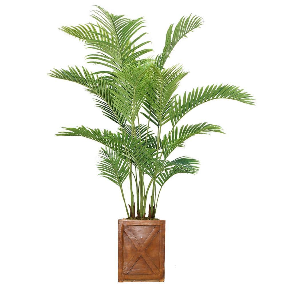 80 in. Artificial Real Touch Palm Tree in Fiberstone Planter