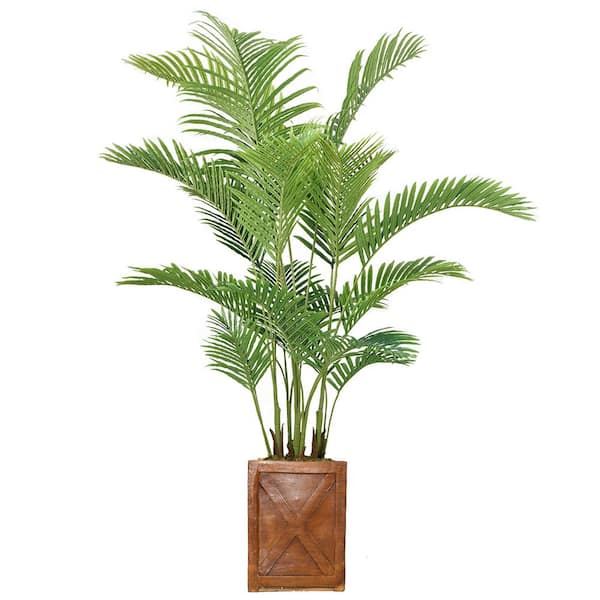 VINTAGE HOME 80 in. Artificial Real Touch Palm Tree in Fiberstone Planter