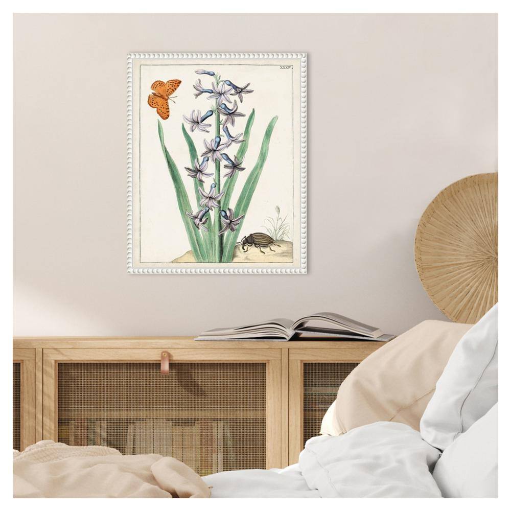 16"x20" White Framed Botanical Canvas Wall Art with Butterfly