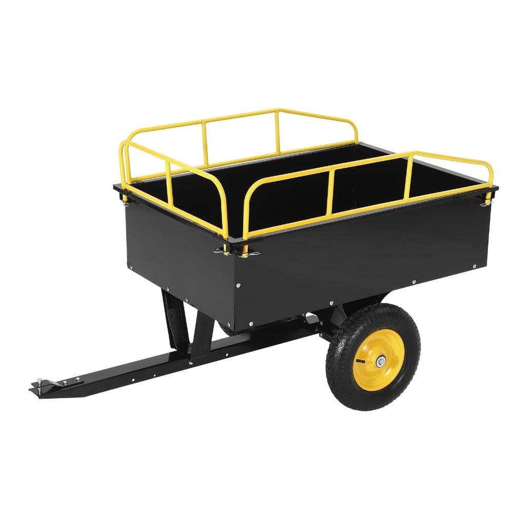 750 lbs Heavy Duty Steel Garden Dump Cart Removable Sides Foot Pedal & Hand Pull Tow Behind ATV, UTV, Lawn Mower Yellow price history on PriceWatchPro