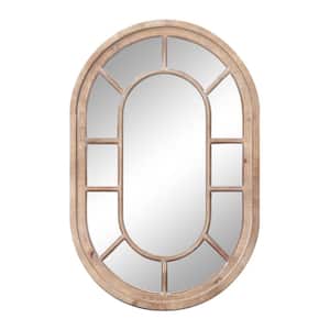 24 in. W x 36 in. H Oval Framed Wood Pane Accents Wall Mirror