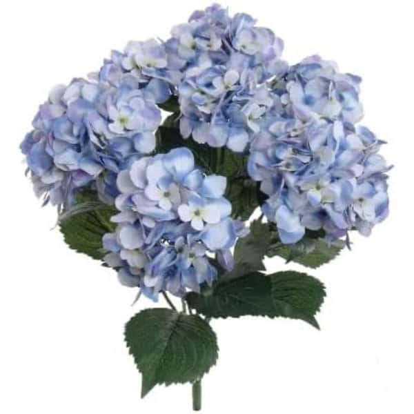 Larksilk 12 in. Blue Artificial Hydrangea Bush Centerpiece 7