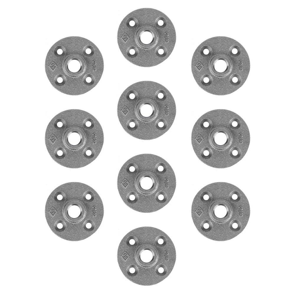 PIPE DECOR 3/8 in. x 2.75 in. Black Malleable Iron Floor Flange Fitting