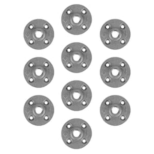 3/8 in. x 2.75 in. Black Malleable Iron Floor Flange Fitting (10-Pack)