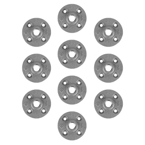 PIPE DECOR 3/8 in. x 2.75 in. Black Malleable Iron Floor Flange Fitting (10-Pack)