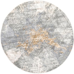 Cyn Silver 5 ft. Contemporary Abstract Round Rug