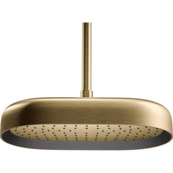 KOHLER Statement 2-Spray Patterns with 2.5 GPM 12 in. Wall Mount Fixed Shower Head in Vibrant Brushed Moderne Brass
