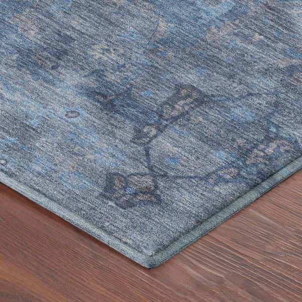 Mayfield Premium Machine Washable Abstract AMF2299 Blue 9 ft. x 12 ft. Area Rug