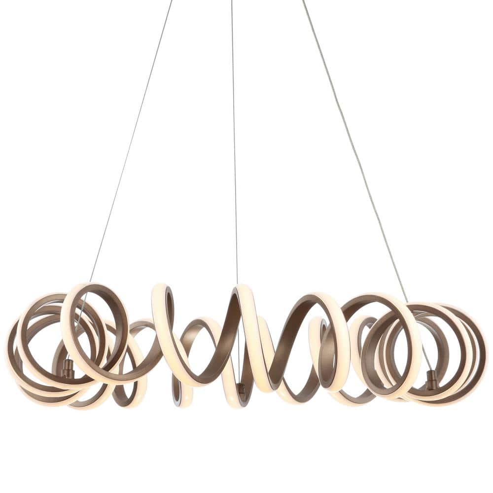 Cursive Bronze Adjustable Spiral LED Chandelier