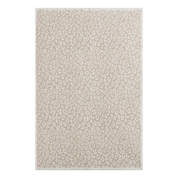 JUICY COUTURE Juicy Leopard Jacquard Beige 50 in. 70 in. Plush Feather Knit Throw Blanket