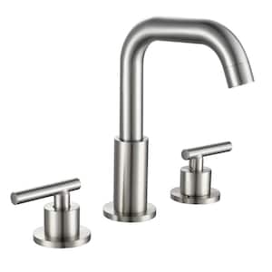 Line 8 in. Widespread Double Handle Bathroom Faucet with 360-Degree Rotation in Brushed Nickel