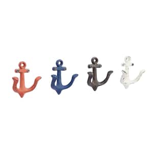 Multi Colored Single Hanger Anchor Wall Hook (Set of 4)