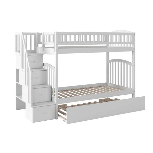 AFI Westbrook White Twin Over Twin Staircase Bunk with Twin Size Urban ...