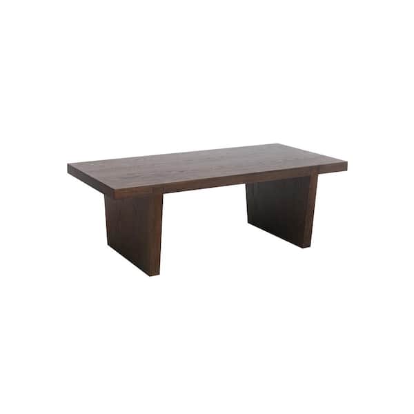 Unbranded 50 in. Smoked Oak Rectangle Wood Coffee Table
